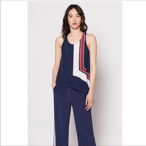 Joie Edweina Top Sleeveless Asymmetrical Navy NWT - Picture 1 of 10